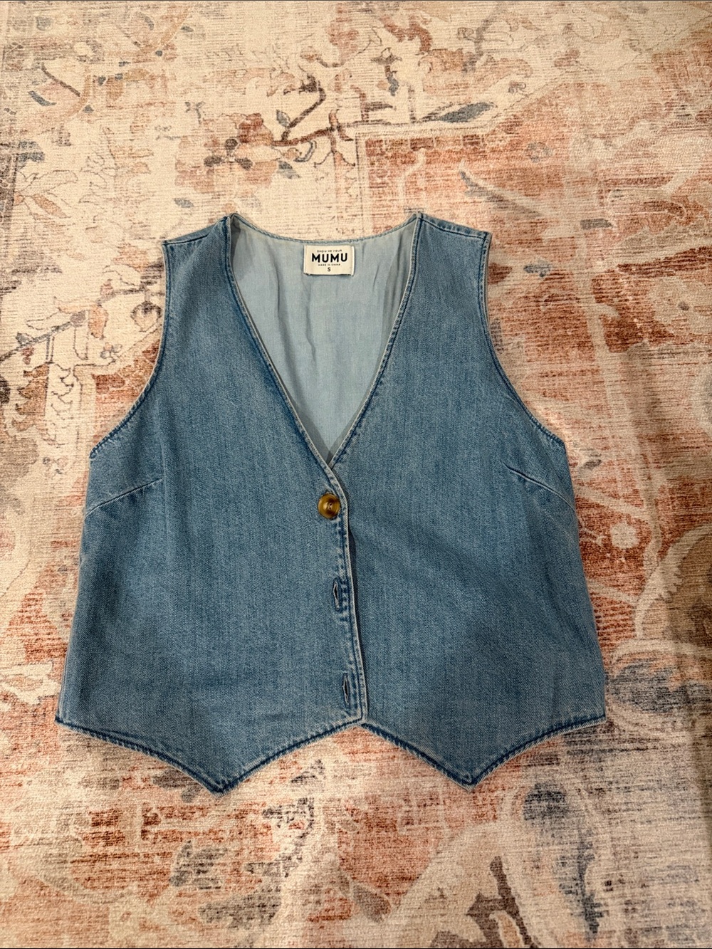 Show Me Your MuMu Light Blue Denim Button-Down Vest